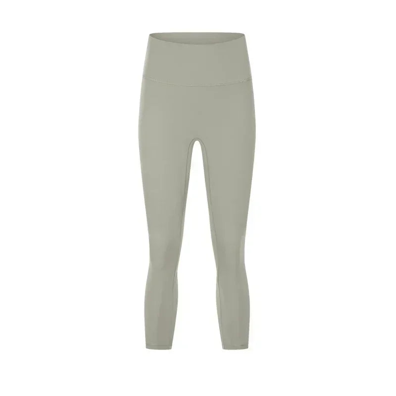 Women's Spring/Summer 2024 New Nude Yoga Cropped Pants With High Waist and Hip Lifting and Slimming Exercise Pants