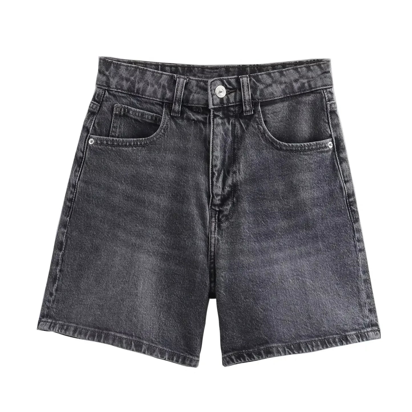 Women's New Chic Fashion Loose Comfortable Casual Side Pocket Denim Shorts Retro High Waist Zipper Women's Shorts Mujer