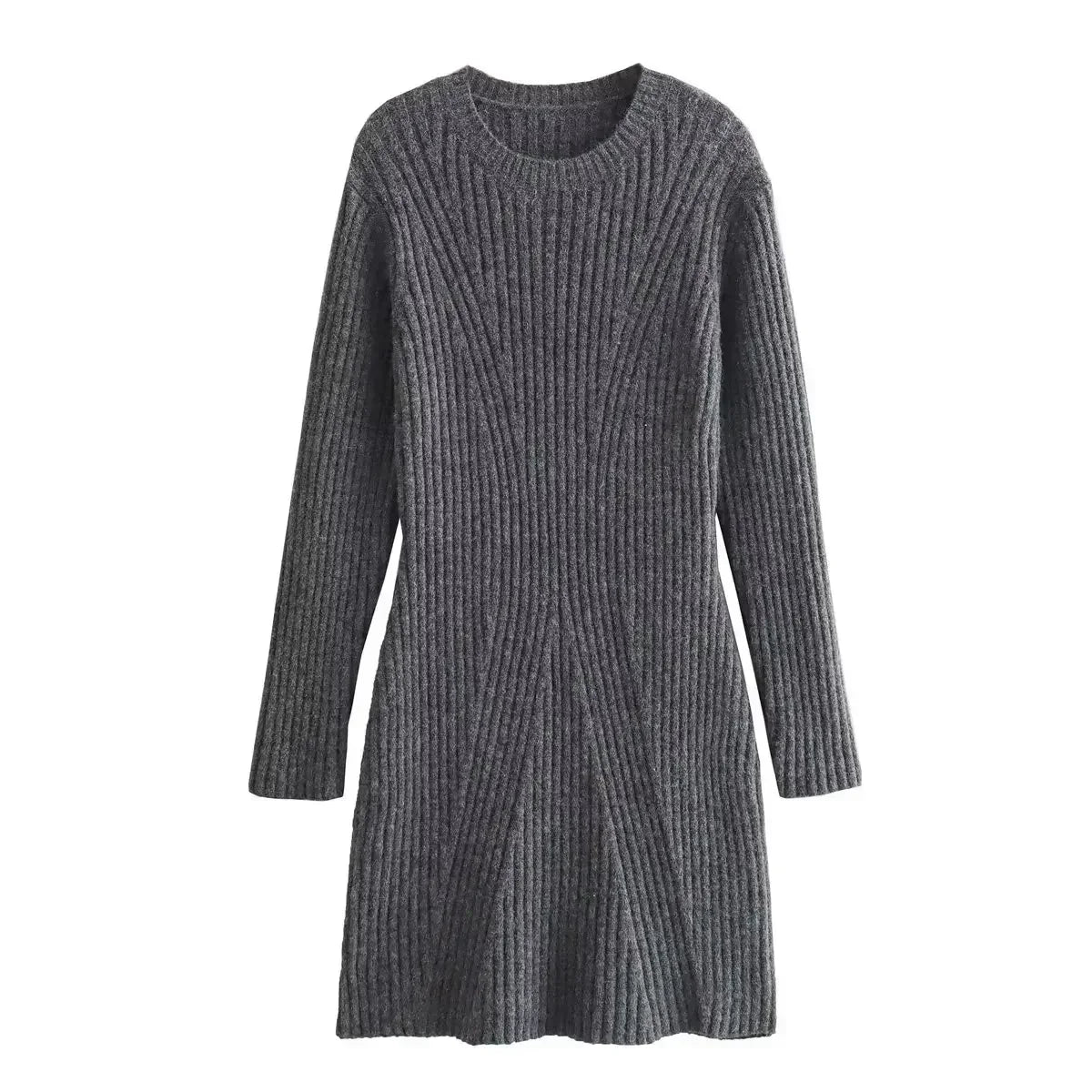 Women's autumn new Chic fashion casual Elastic slim O Neck knitted mini dress retro long sleeved women's dress Vestidos Mujer