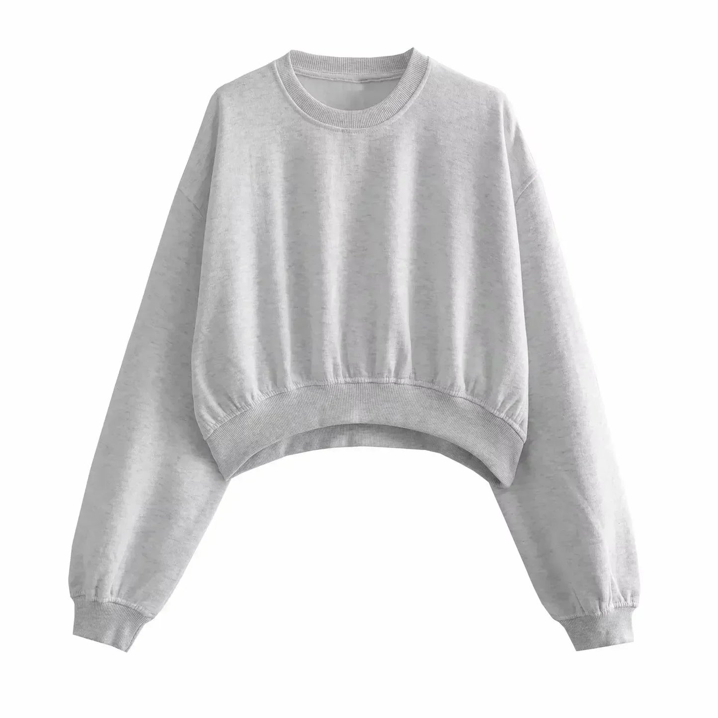 Women 2023 Autumn New Fashion Basic style Cropped Solid Knitted Sweatshirts Vintage O Neck Long Sleeve Female Pullovers Chic Top