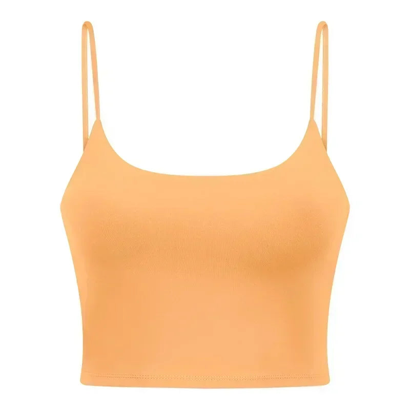 Summer New Sports Yoga Vest Women With Chest Pad Thin Belt Back Fitness Top Sling Yoga Clothes. 