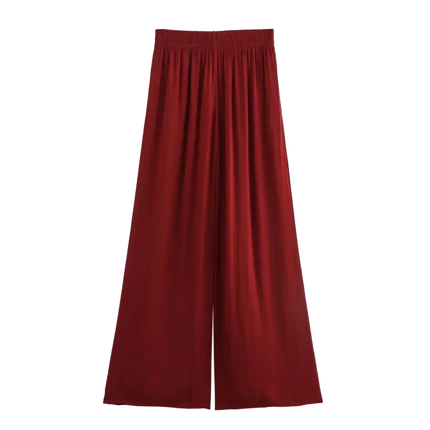 Women's new Chic fashion side pocket loose satin texture casual pleated pants retro elastic waist women's pants Mujer