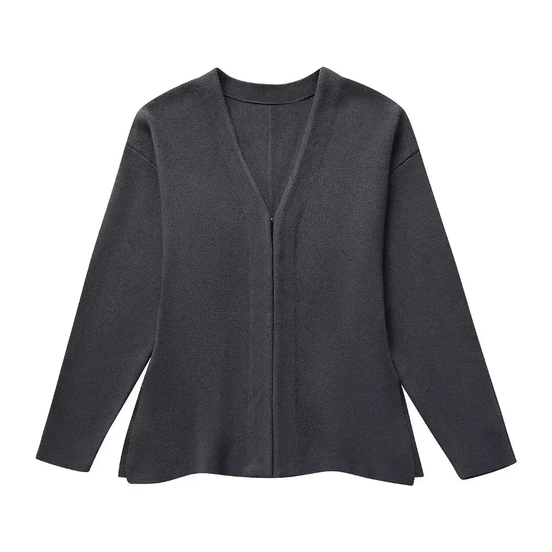 Women's new fashion loose casual V Neck knitted coat retro long sleeved Button up women's coat Chic top+Skirts Women's suit