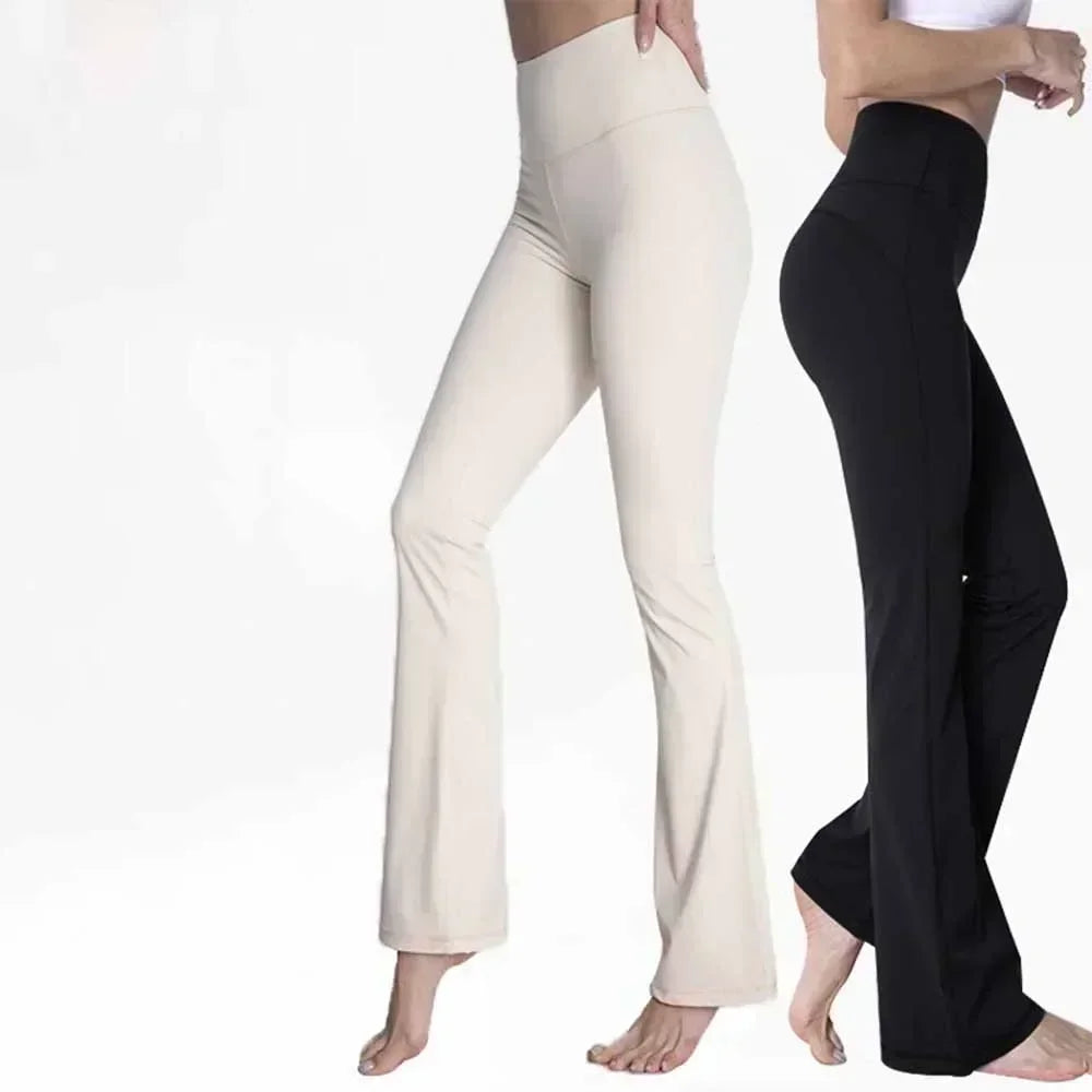 L Women's Loose High Waist Yoga Bell Bottoms for Women's Fitness and High Elasticity Outdoor Yoga Pants.