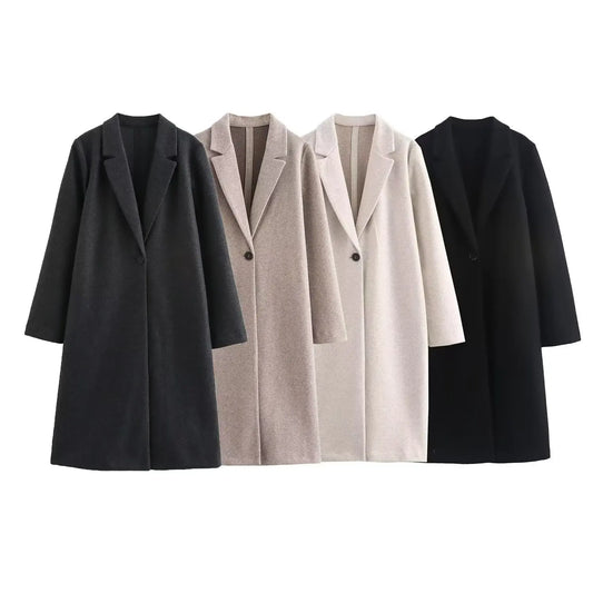 Women's winter fashion Button-up decoration loose long style soft texture woolen coat retro long sleeved women's coat chic top