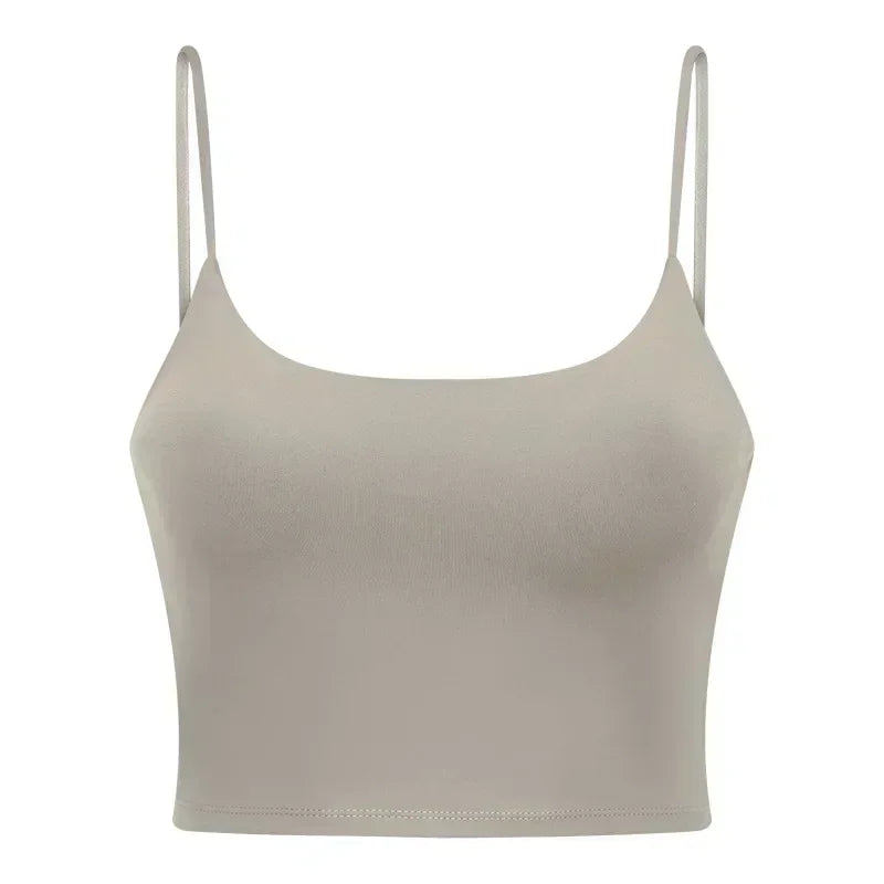 Summer New Sports Yoga Vest Women With Chest Pad Thin Belt Back Fitness Top Sling Yoga Clothes. 