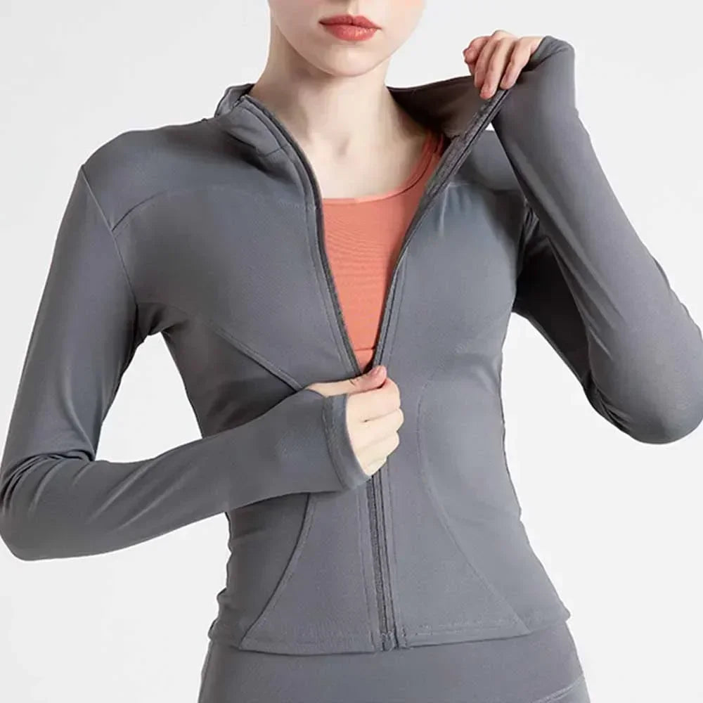 High Elastic Stand-up Collar Slim Fitness Clothes Slim Yoga Top Sports Coat Yoga Clothes