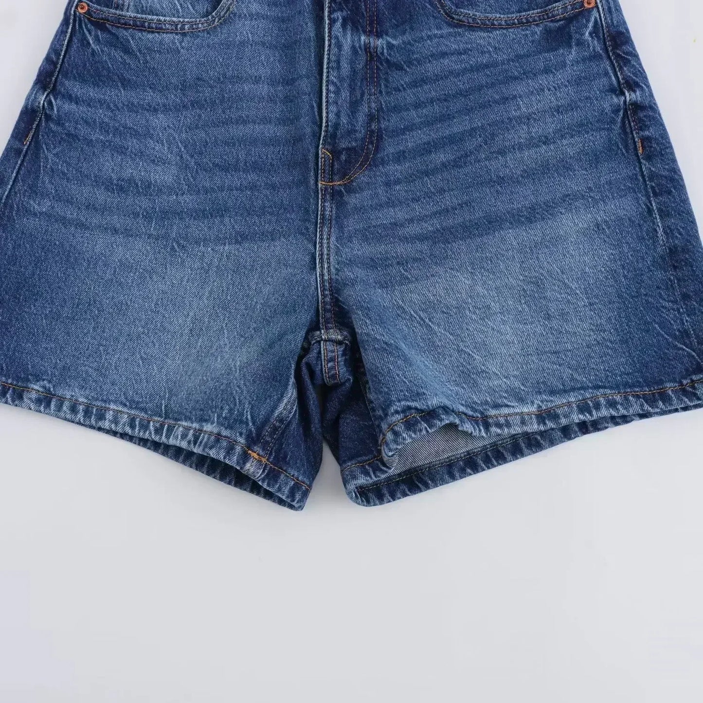 Women's New Chic Fashion Loose Comfortable Casual Side Pocket Denim Shorts Retro High Waist Zipper Women's Shorts Mujer