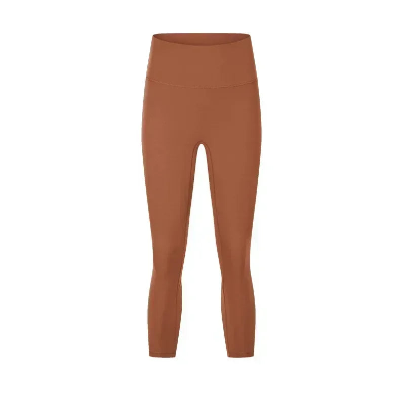 Women's Spring/Summer 2024 New Nude Yoga Cropped Pants With High Waist and Hip Lifting and Slimming Exercise Pants