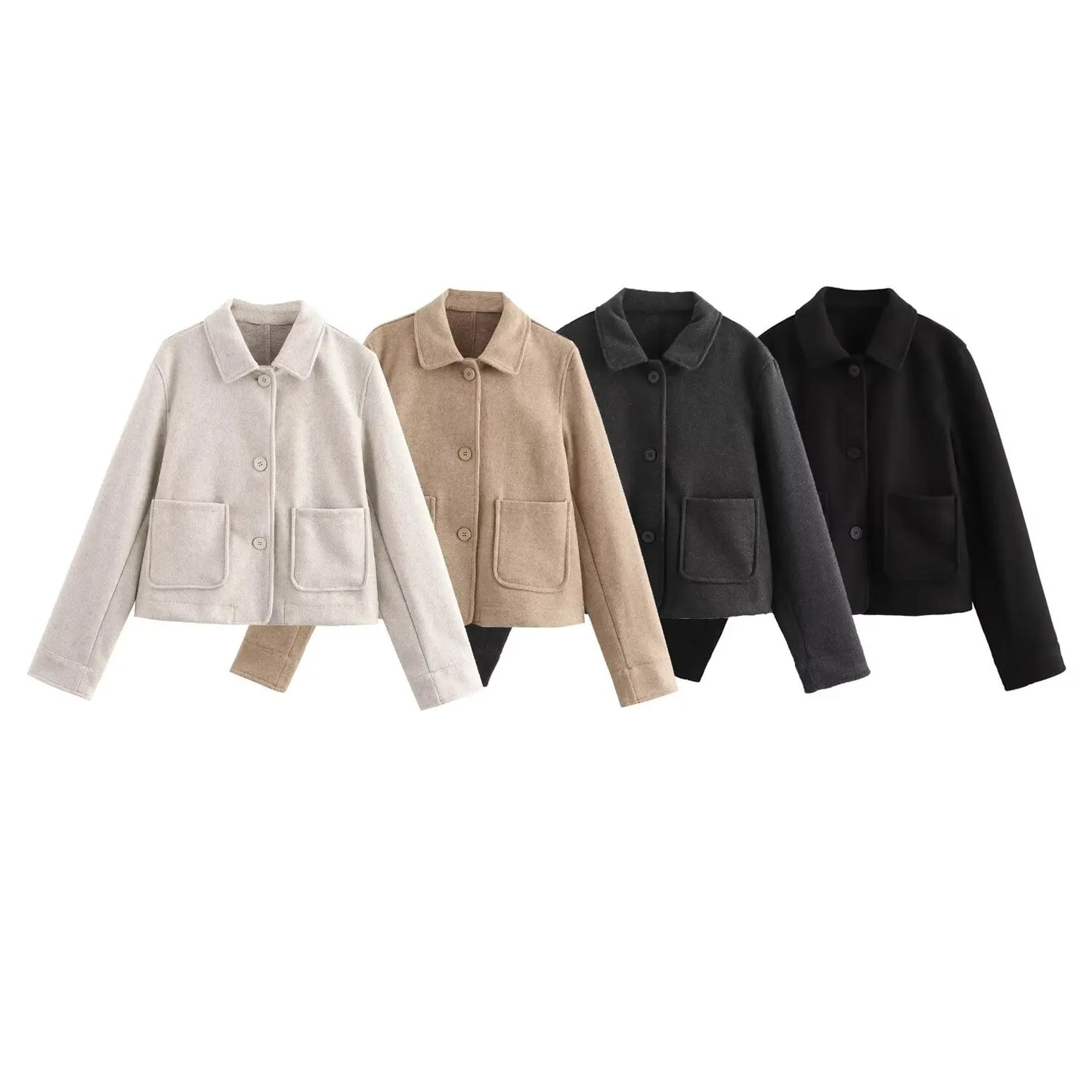 Women's new Fashion casual single breasted Warm soft textured jacket Coat retro long sleeved Pocket women's Coat chic top