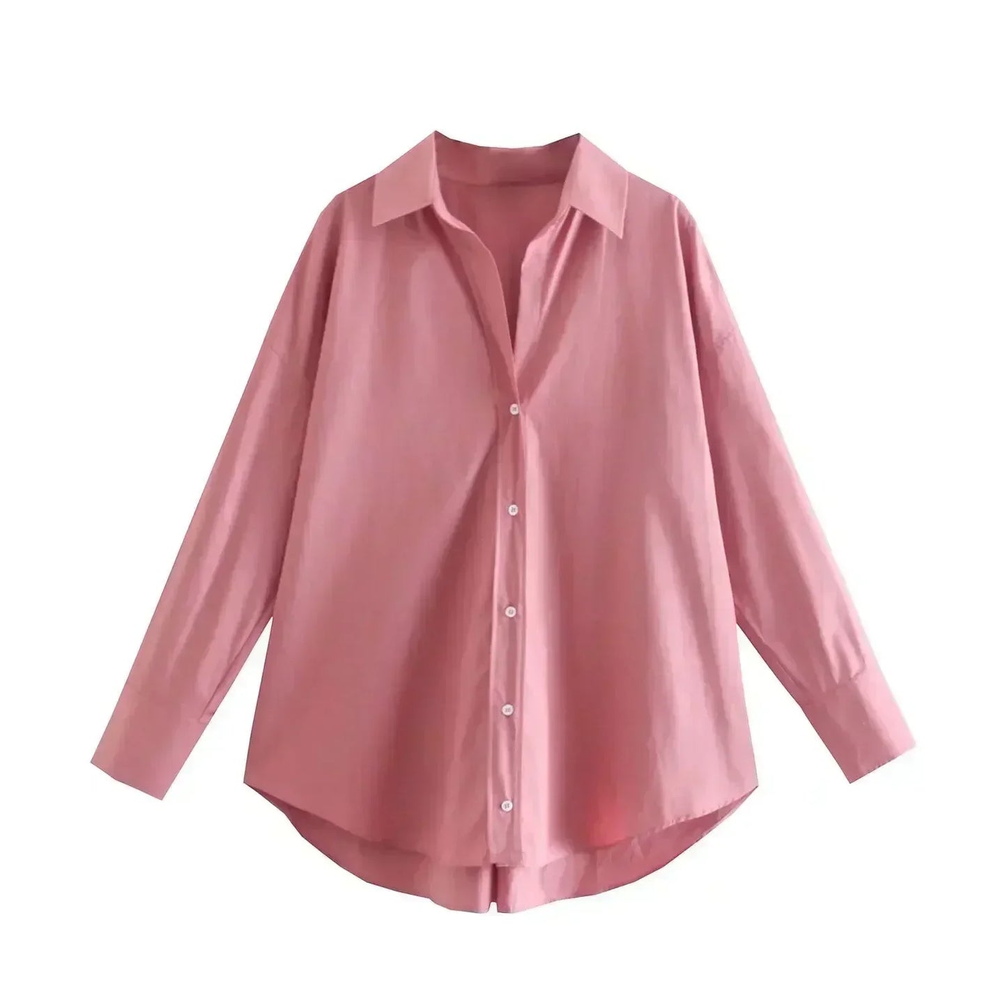 Women 2023 New Fashion pleated design Loose poplin Asymmetric Blouses Vintage Long Sleeve Button-up Female Shirts Chic Tops