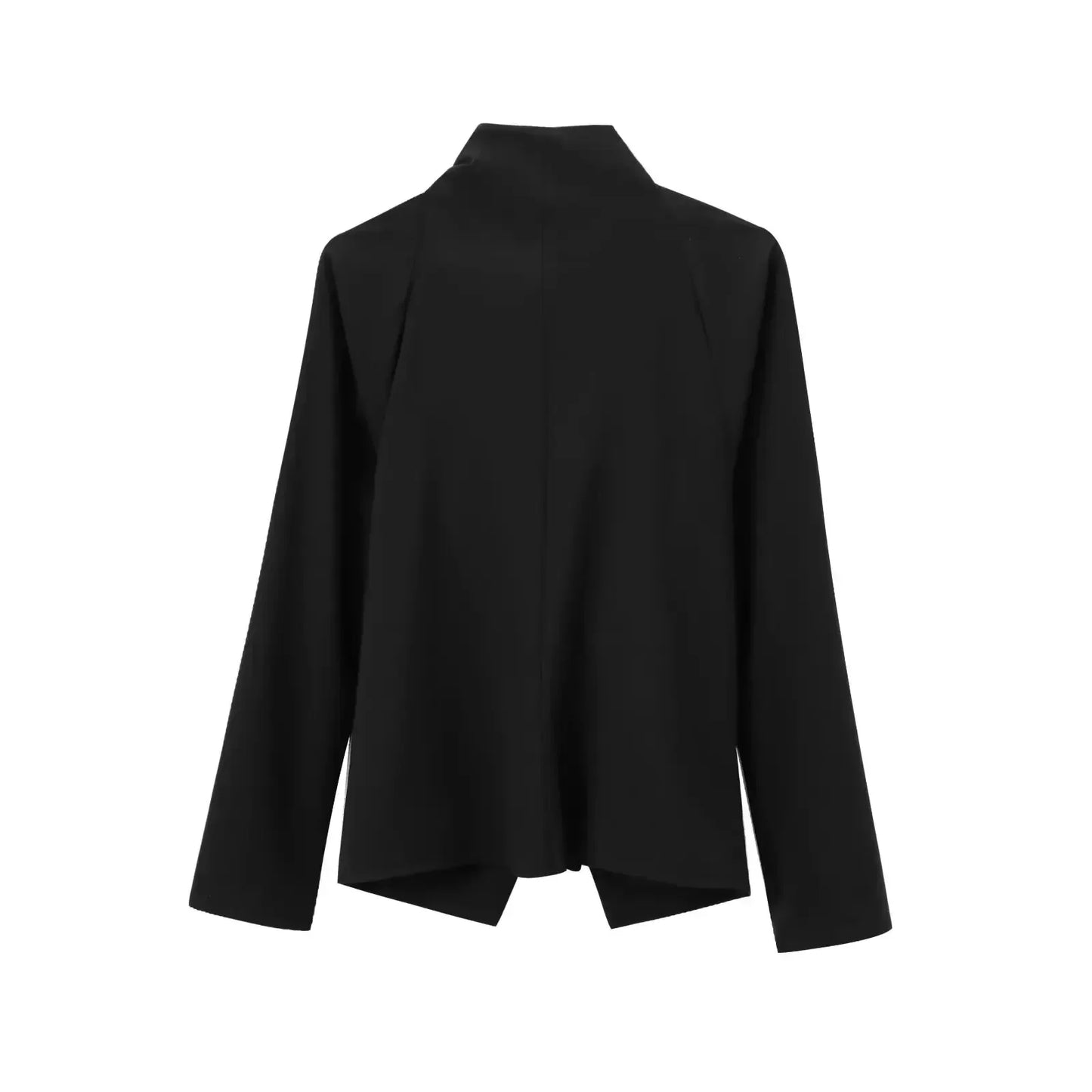 Women's new fashion bow tie decoration black pleated shirt slim poplin shirt retro long sleeved button up women's shirt chic top