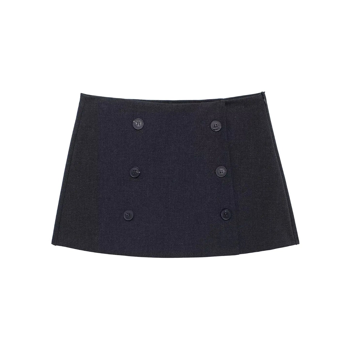 Women's New Fashion Double Row Button Decoration Slim Versatile Shorts Skirts Retro High Waist Side Zipper Women's Skirt Mujer 