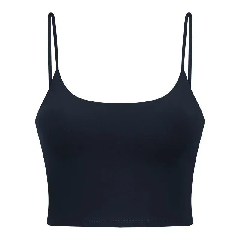 Summer New Sports Yoga Vest Women With Chest Pad Thin Belt Back Fitness Top Sling Yoga Clothes. 