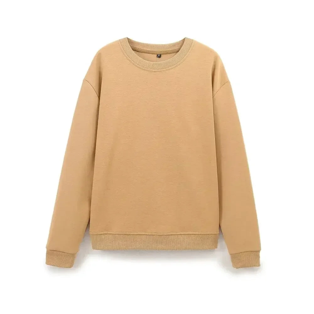 2024 Women's New Fashion Loose Basic Style Double sided fabric O-neck sweatshirt Vintage long sleeved women's pullover Chic top