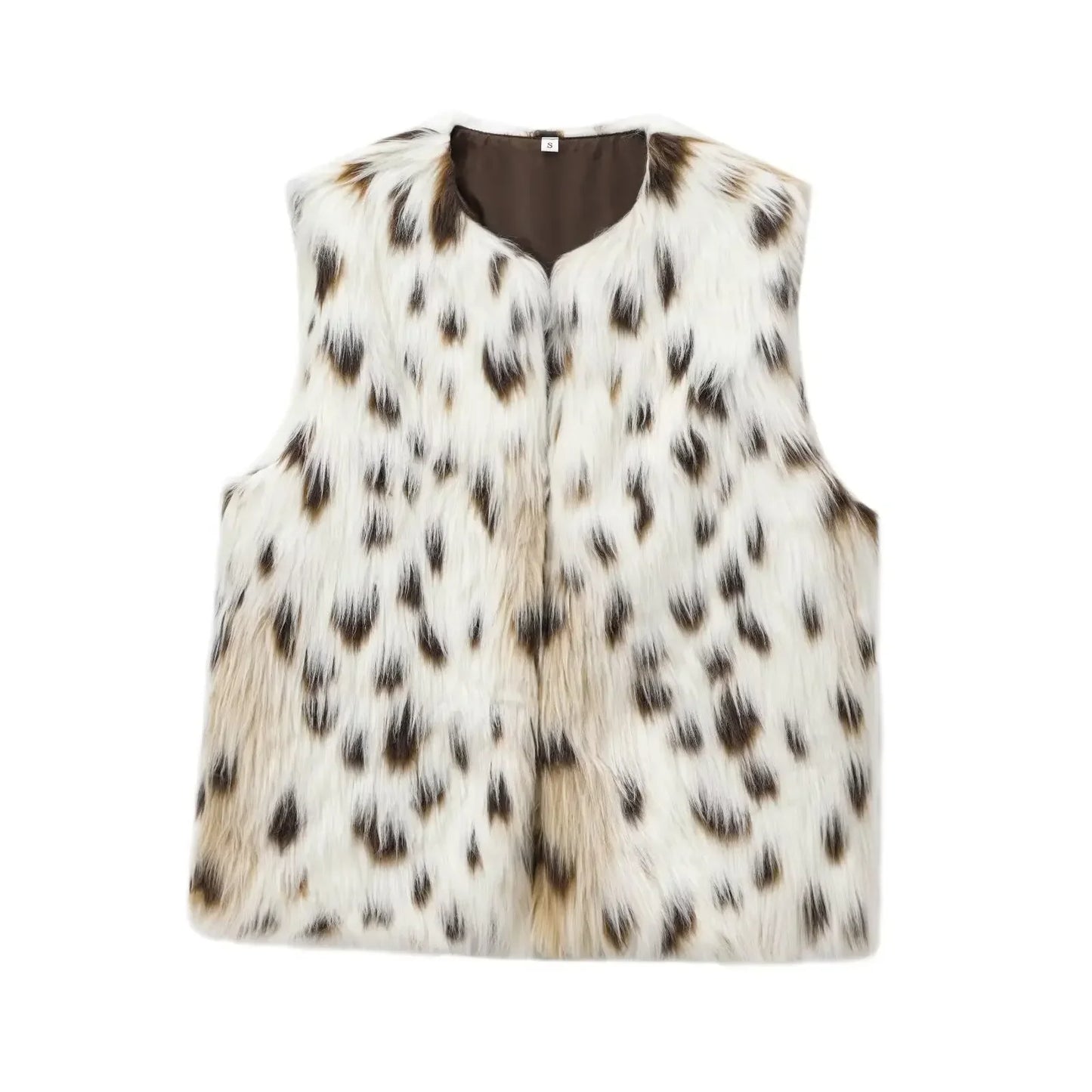 Women's new fashion faux fur effect casual animal print striped vest retro sleeveless button up women's vest chic top