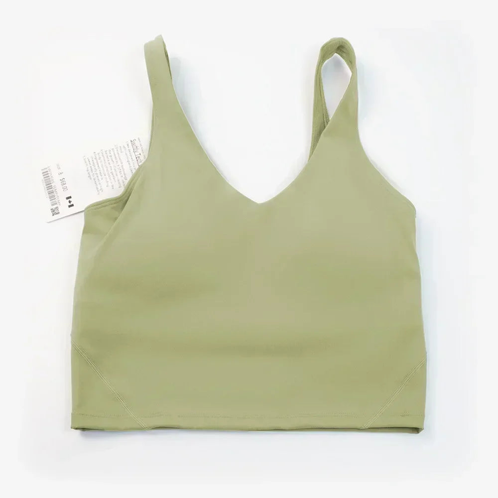 L Yoga Vest ספורט לנשים חזייה בצורת U חזיית יופי גב כושר ריצה עם בטנה עם גביע חזה. 