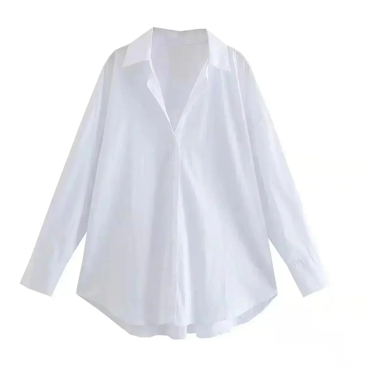 Women 2023 New Fashion pleated design Loose poplin Asymmetric Blouses Vintage Long Sleeve Button-up Female Shirts Chic Tops