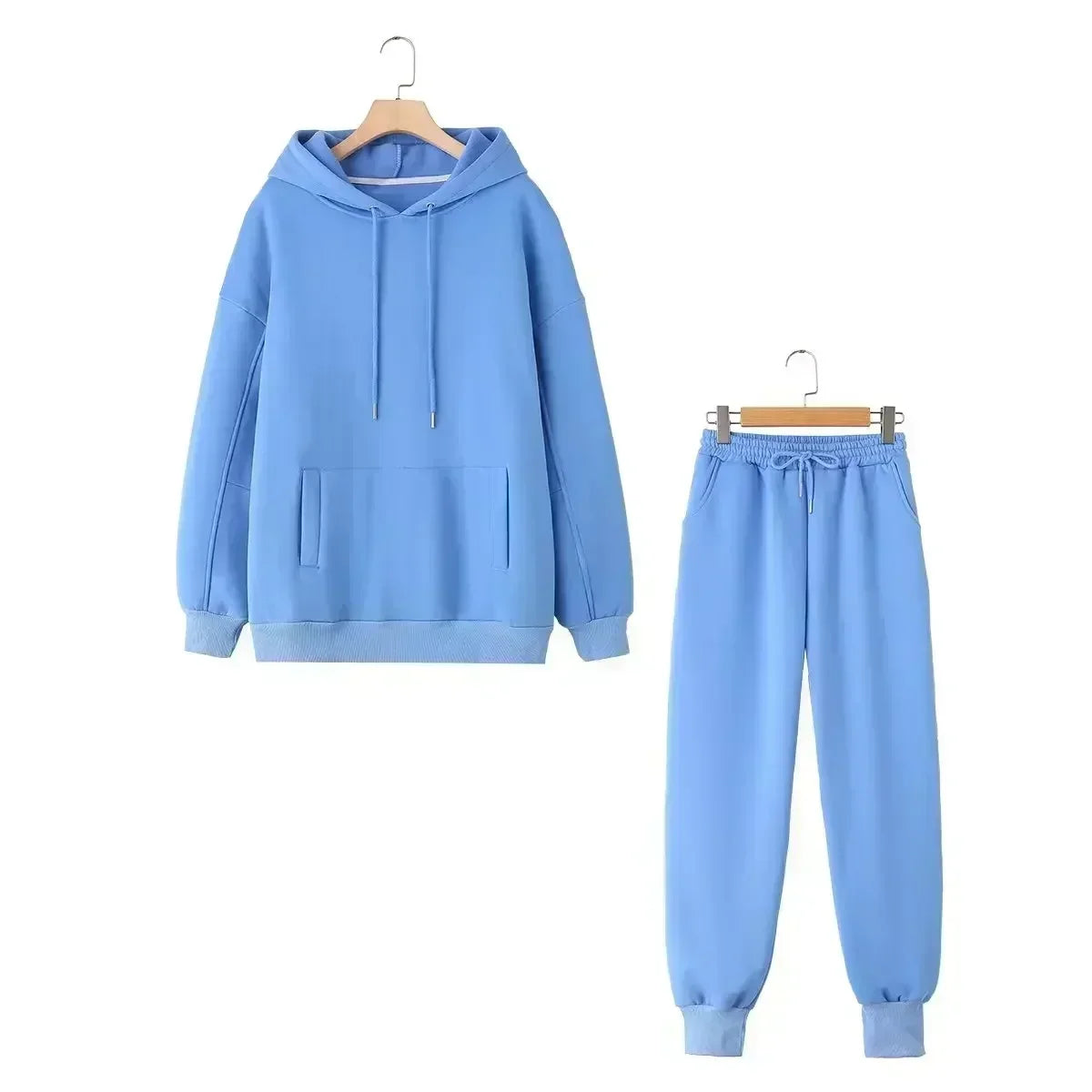 set woman 2 pieces Women New Fashion Loose Cotton Hooded Sweatshirts Vintage Long Sleeve Pockets Female + Pants Women's suit