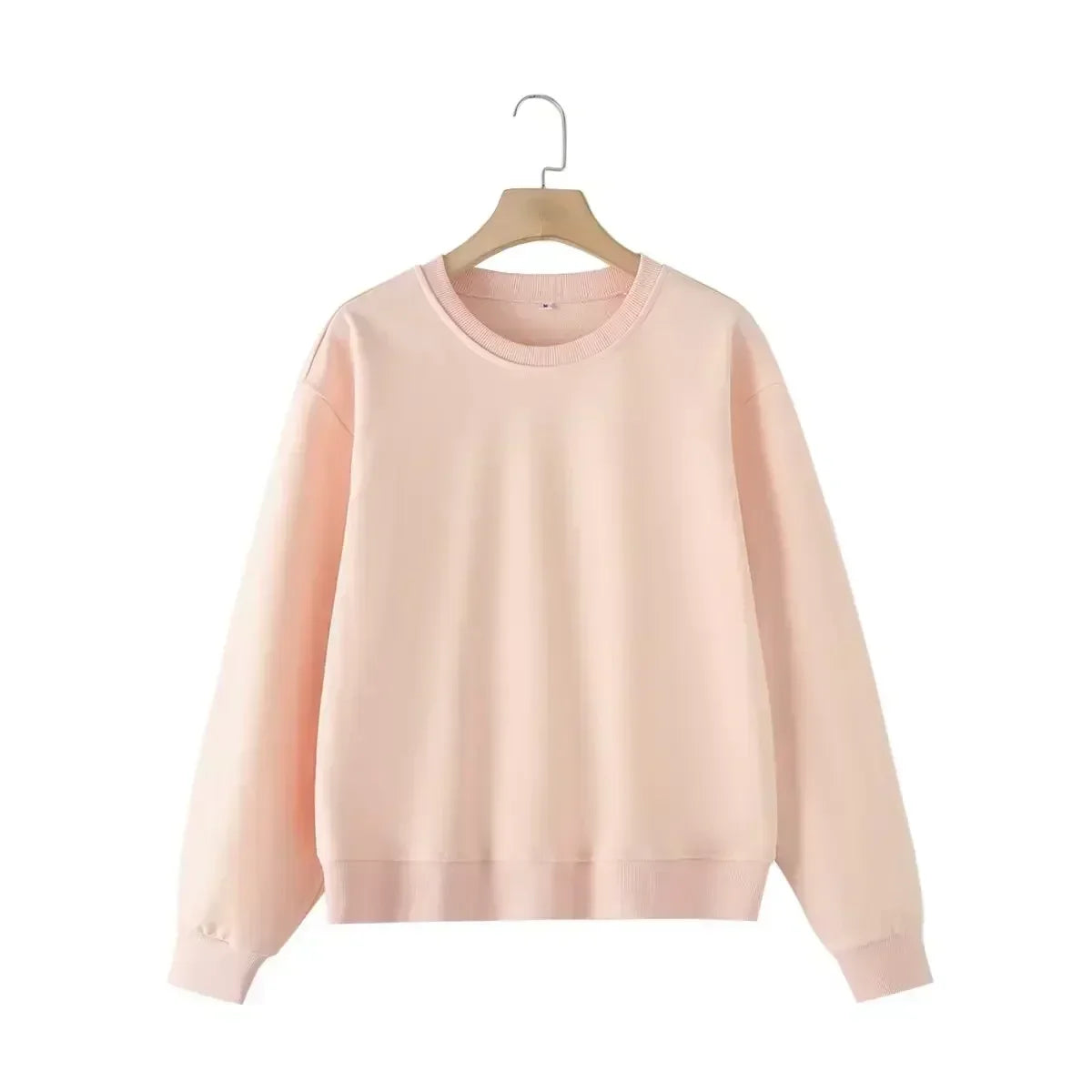 2024 Women's New Fashion Loose Basic Style O Neck Versatile Fleece Sweatshirts Vintage Long Sleeve Women's Pulleys Chic Tops