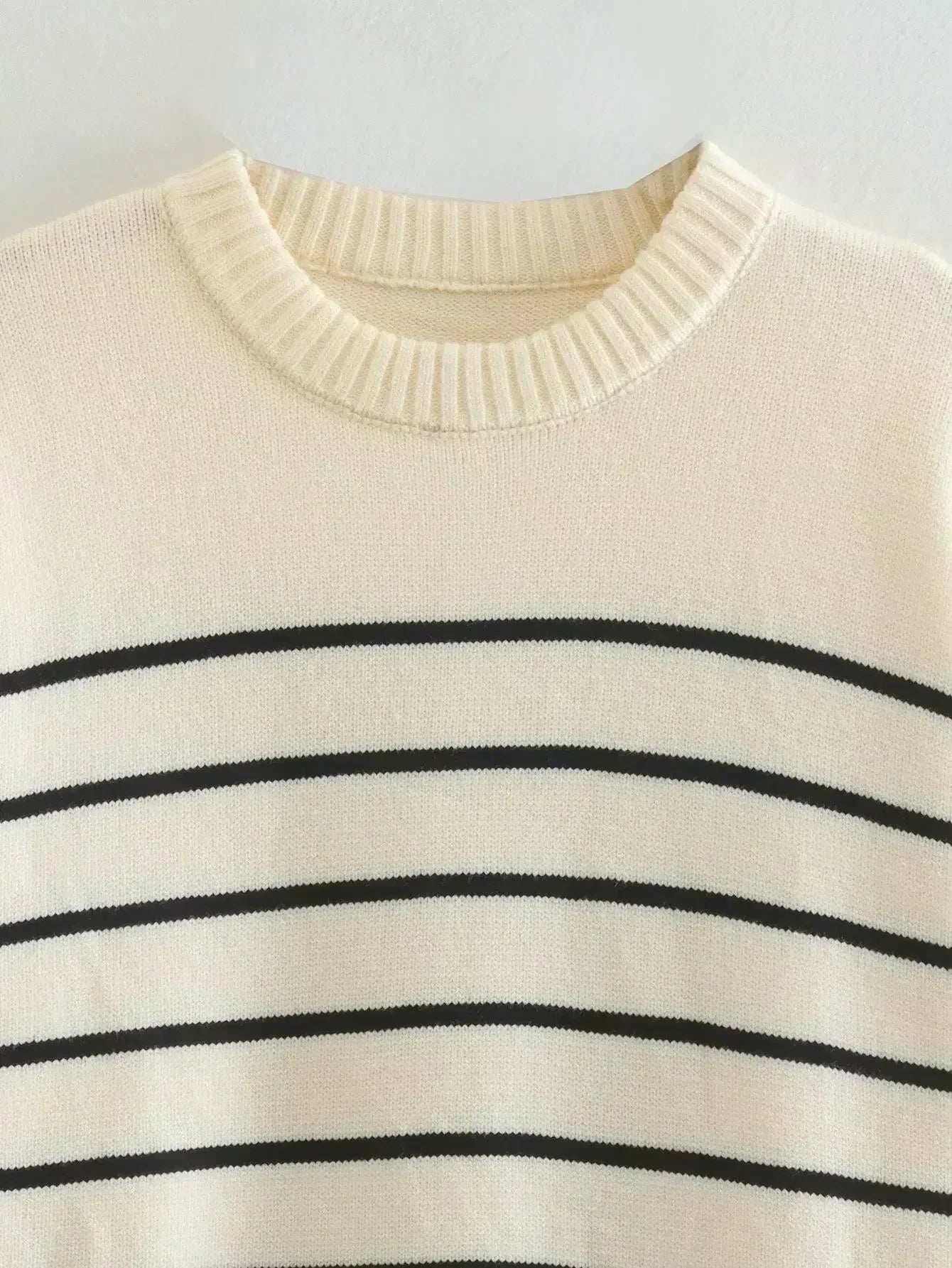 Women 2023 Autumn Fashion Casual stripe Knitted Sweater Vintage O Neck Long Sleeve Female Pullovers Chic Tops