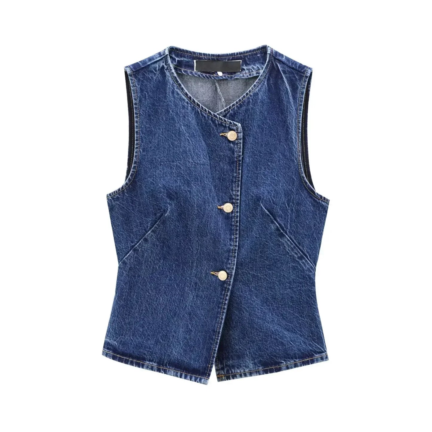 Women's 2024 new fashion slim denim vest casual versatile single breasted denim vest coat retro sleeveless women's vest chic top