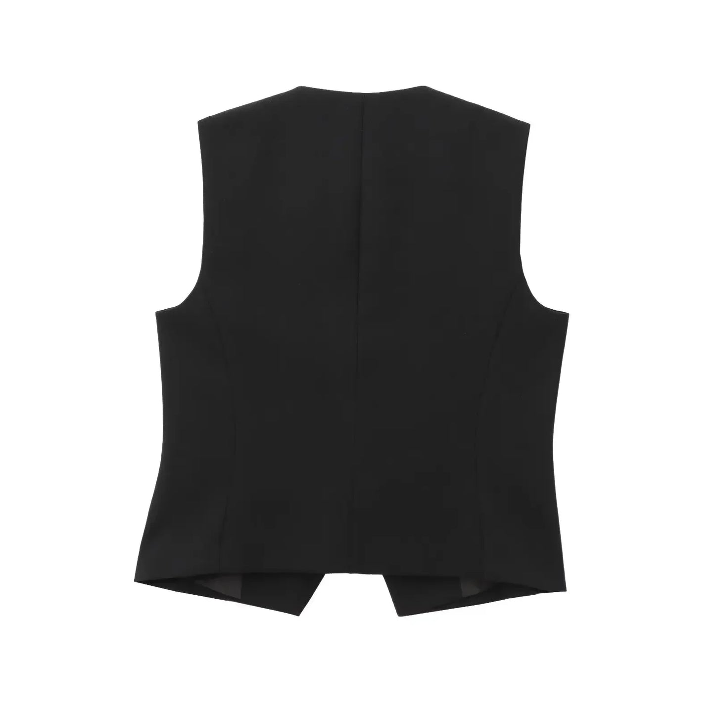 Women's 2024 new fashion asymmetrical design slim casual single breasted O-Neck vest retro sleeveless women's vest chic top