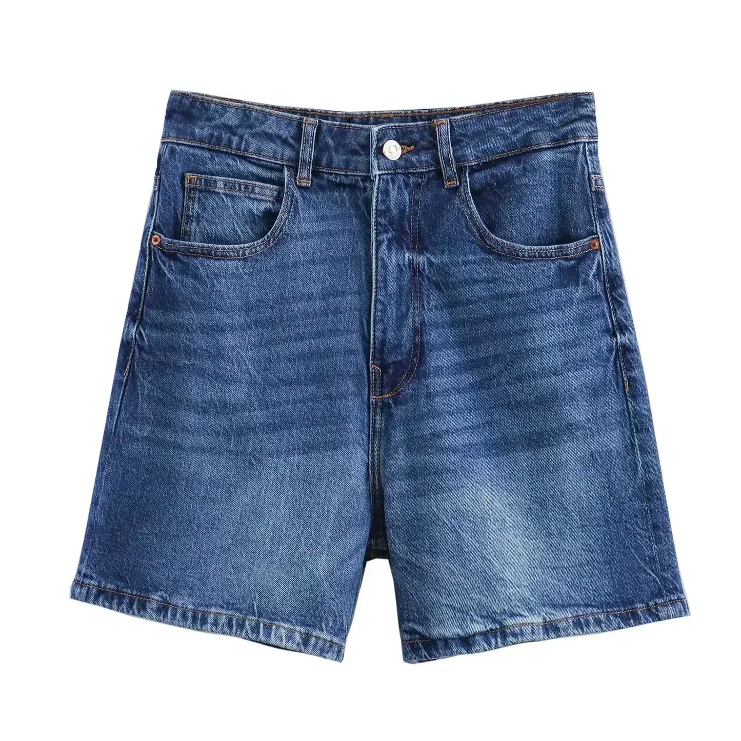 Women's New Chic Fashion Loose Comfortable Casual Side Pocket Denim Shorts Retro High Waist Zipper Women's Shorts Mujer