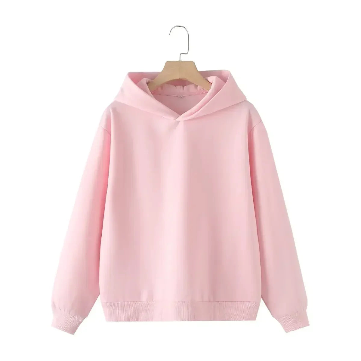 Women's New Fashion Loose Side Pocket Solid Casual Versatile Sweatshirts Vintage Hoodie Long Sleeve Women's Pullover Chic Top