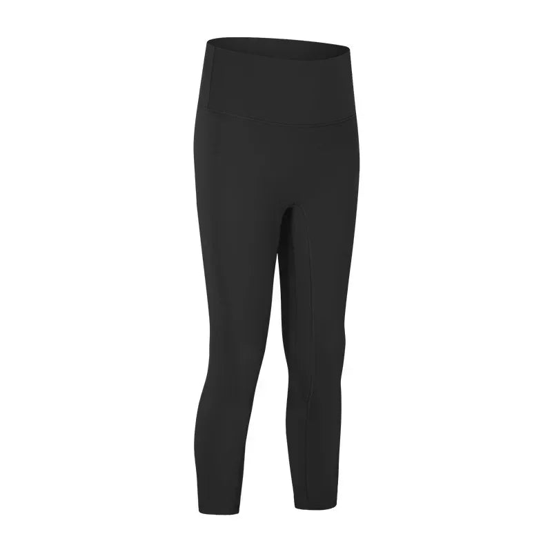 Women's Spring/Summer 2024 New Nude Yoga Cropped Pants With High Waist and Hip Lifting and Slimming Exercise Pants