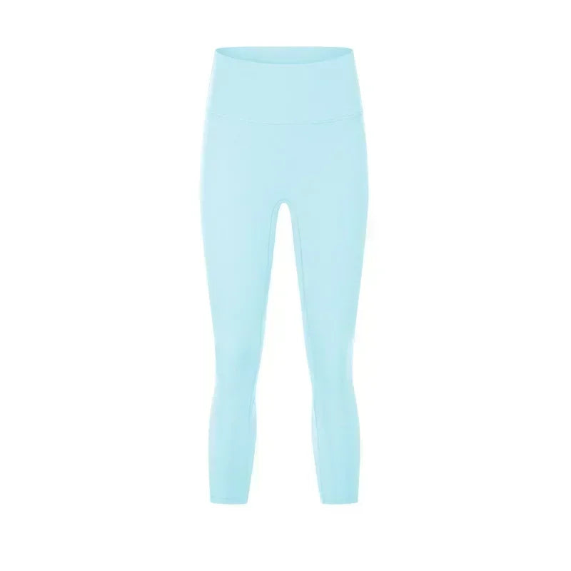 Women's Spring/Summer 2024 New Nude Yoga Cropped Pants With High Waist and Hip Lifting and Slimming Exercise Pants