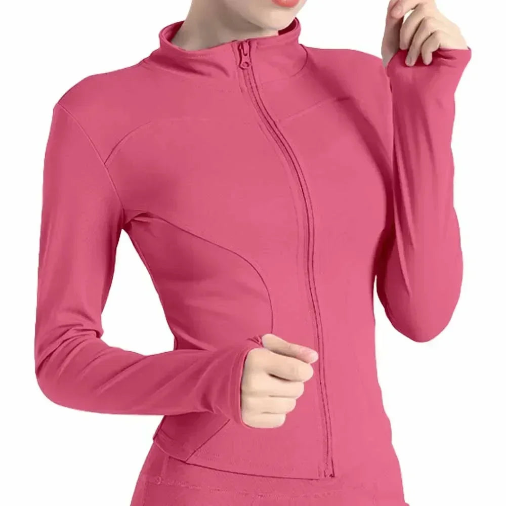 High Elastic Stand-up Collar Slim Fitness Clothes Slim Yoga Top Sports Coat Yoga Clothes