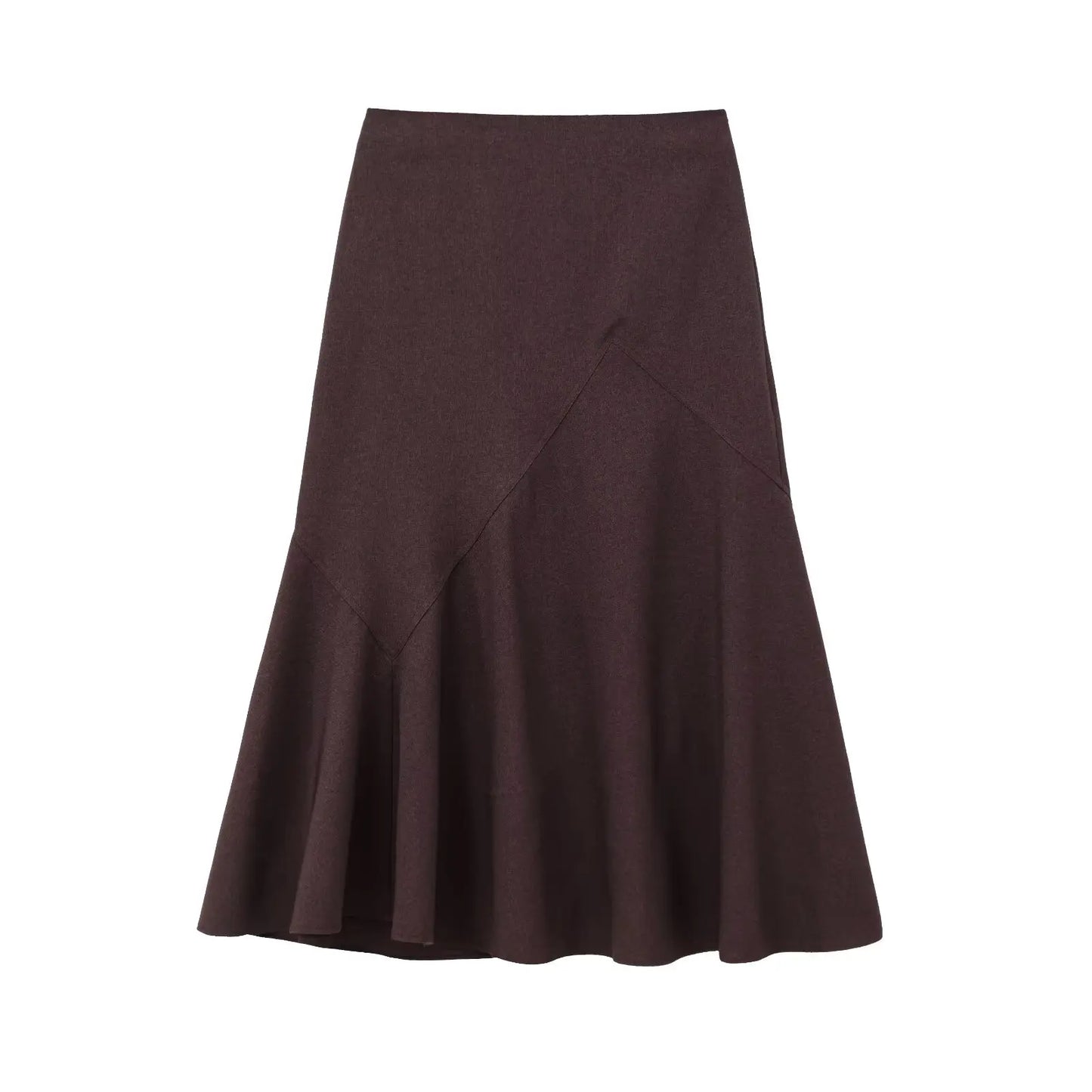 Women's new fashion wide swing design casual slim versatile Midi skirt retro high waist side zipper women's skirt Mujer