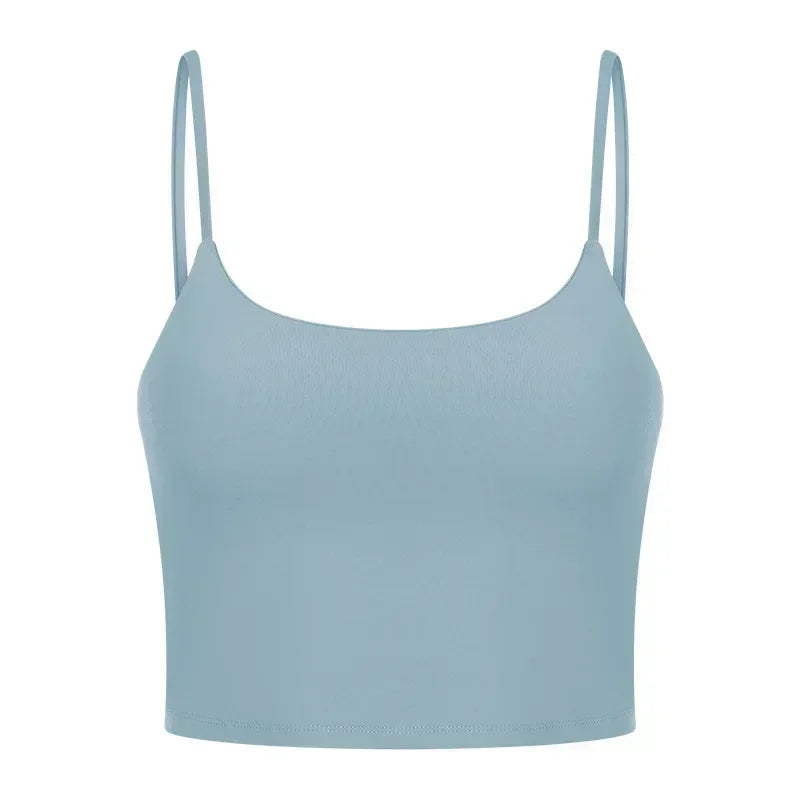 Summer New Sports Yoga Vest Women With Chest Pad Thin Belt Back Fitness Top Sling Yoga Clothes. 