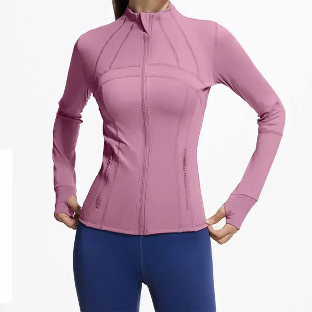 L Women's New Autumn and Winter Stitching Fitness Breathable Elastic Pocket Running Yoga Clothes Jacket