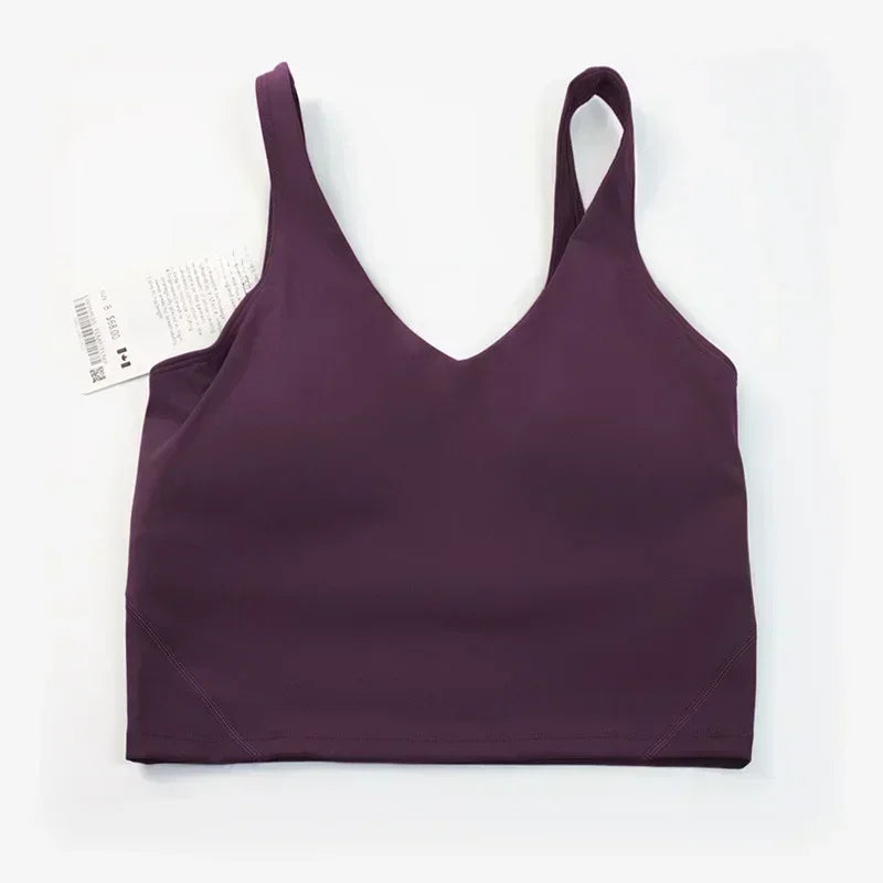 L Yoga Vest ספורט לנשים חזייה בצורת U חזיית יופי גב כושר ריצה עם בטנה עם גביע חזה. 