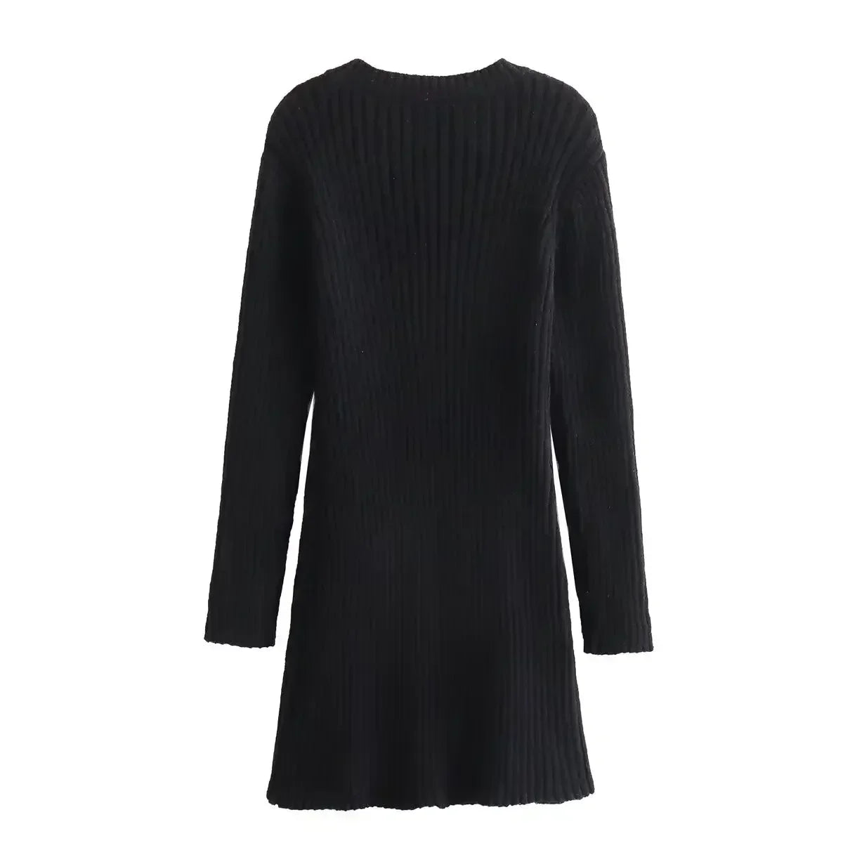 Women's autumn new Chic fashion casual Elastic slim O Neck knitted mini dress retro long sleeved women's dress Vestidos Mujer