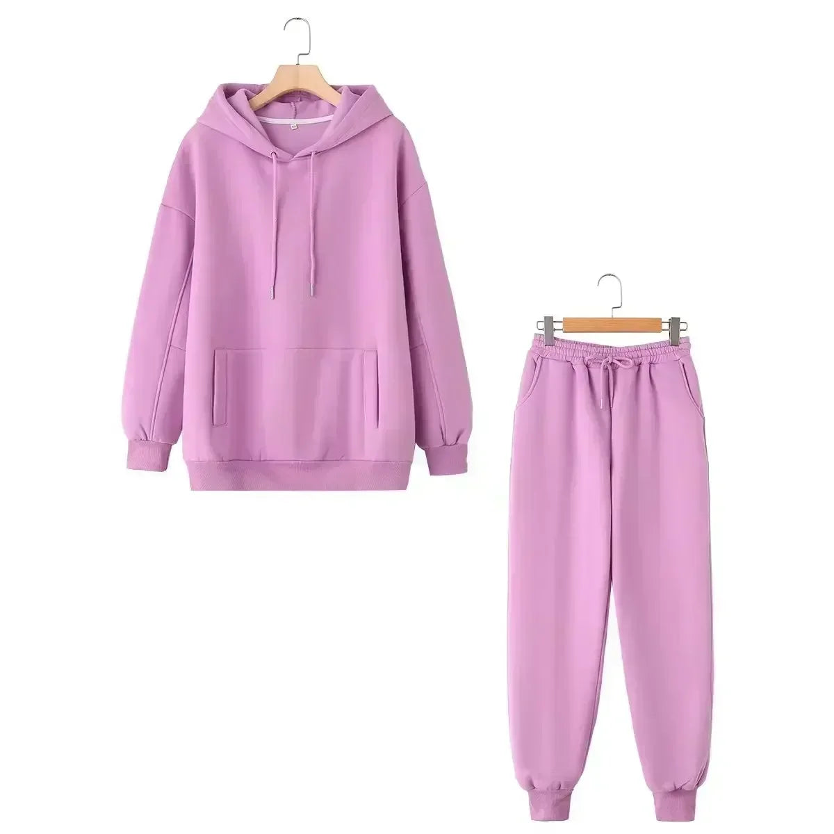 set woman 2 pieces Women New Fashion Loose Cotton Hooded Sweatshirts Vintage Long Sleeve Pockets Female + Pants Women's suit