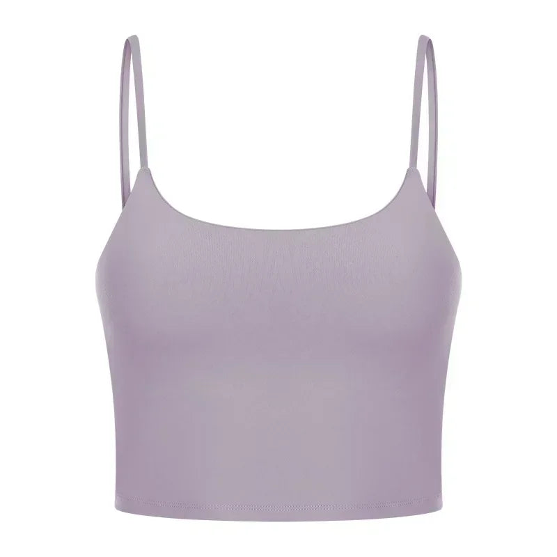 Summer New Sports Yoga Vest Women With Chest Pad Thin Belt Back Fitness Top Sling Yoga Clothes. 