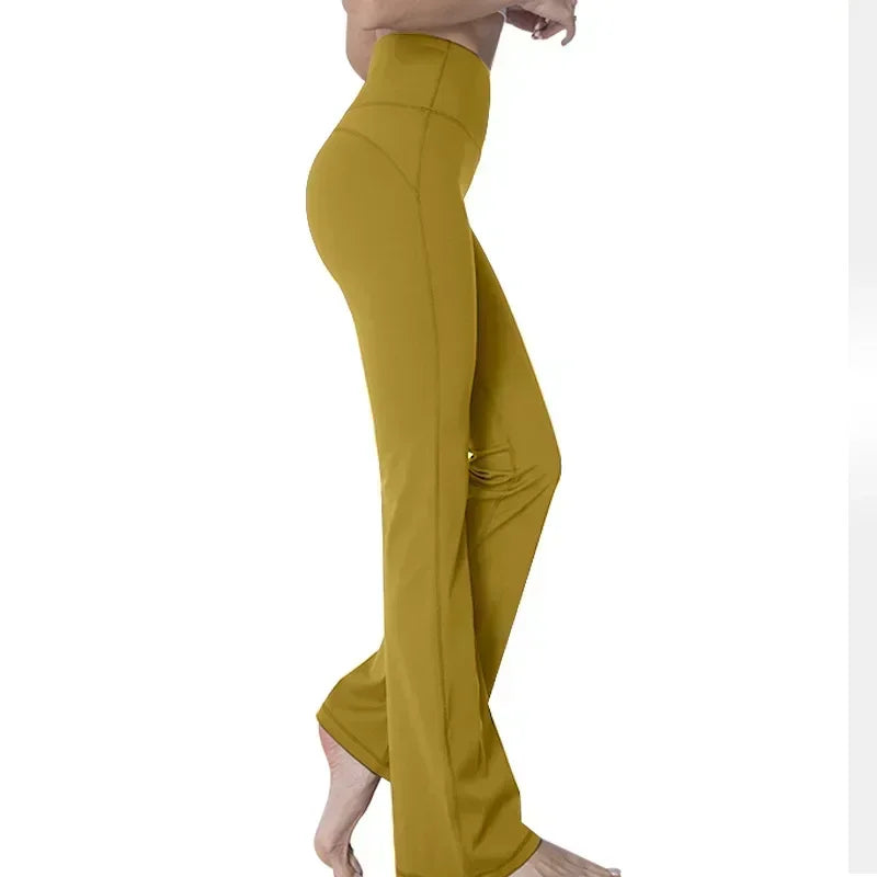 L Women's Loose High Waist Yoga Bell Bottoms for Women's Fitness and High Elasticity Outdoor Yoga Pants.