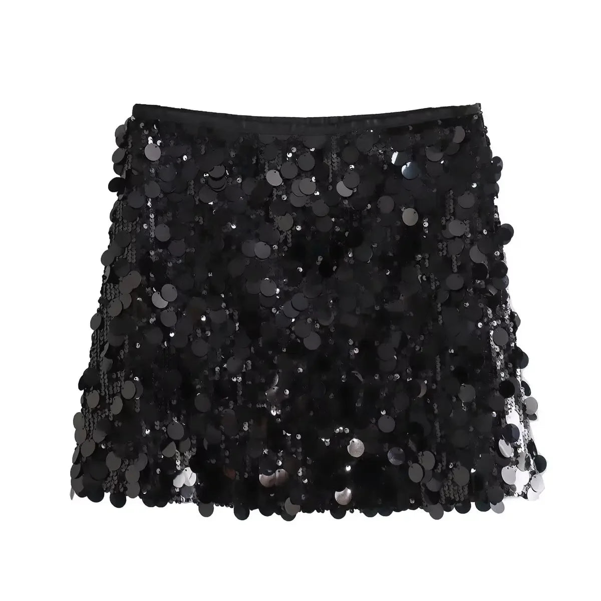 Women's new fashion multi-color sequin decoration casual slim versatile mini skirt retro high waist side zipper women's skirt