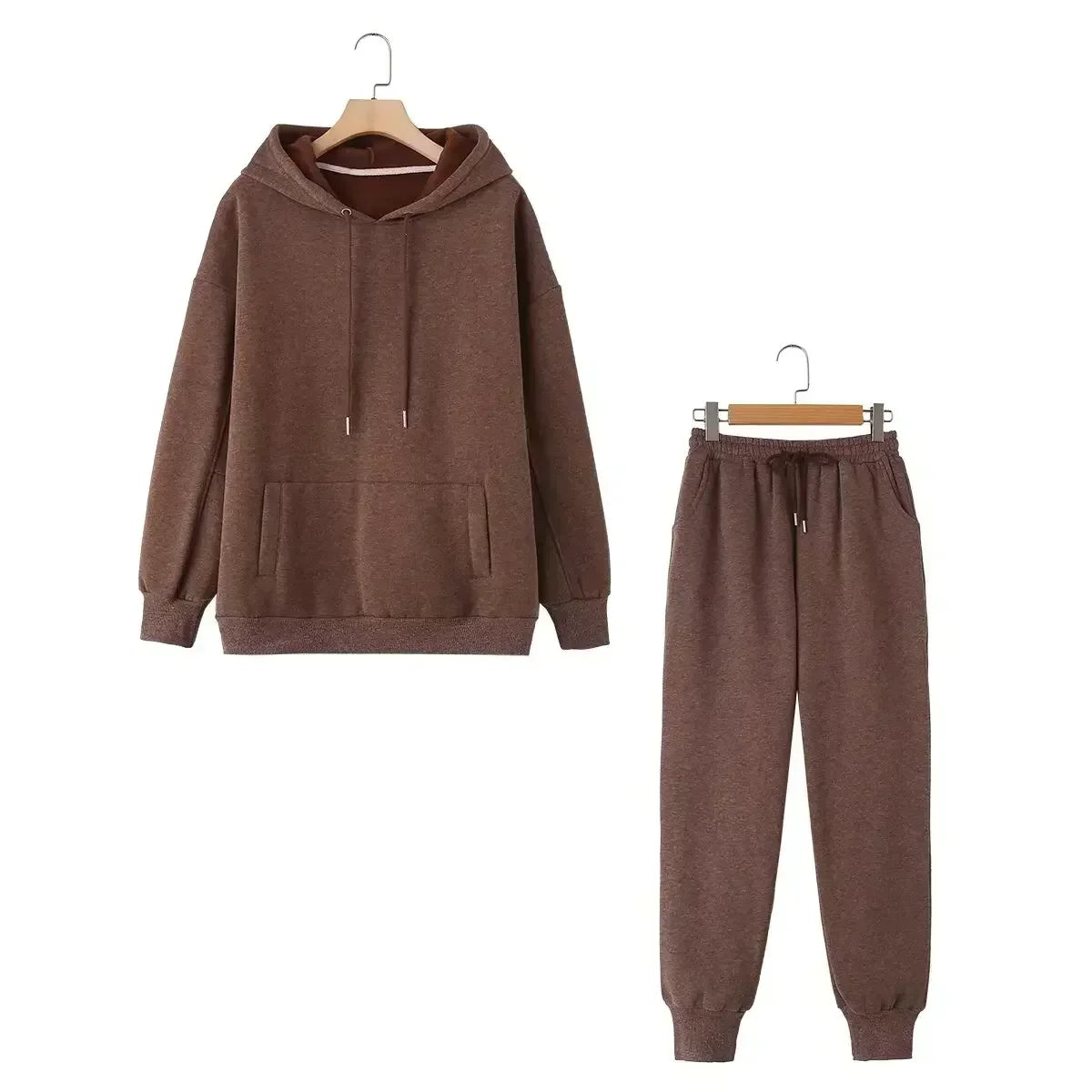 set woman 2 pieces Women New Fashion Loose Cotton Hooded Sweatshirts Vintage Long Sleeve Pockets Female + Pants Women's suit