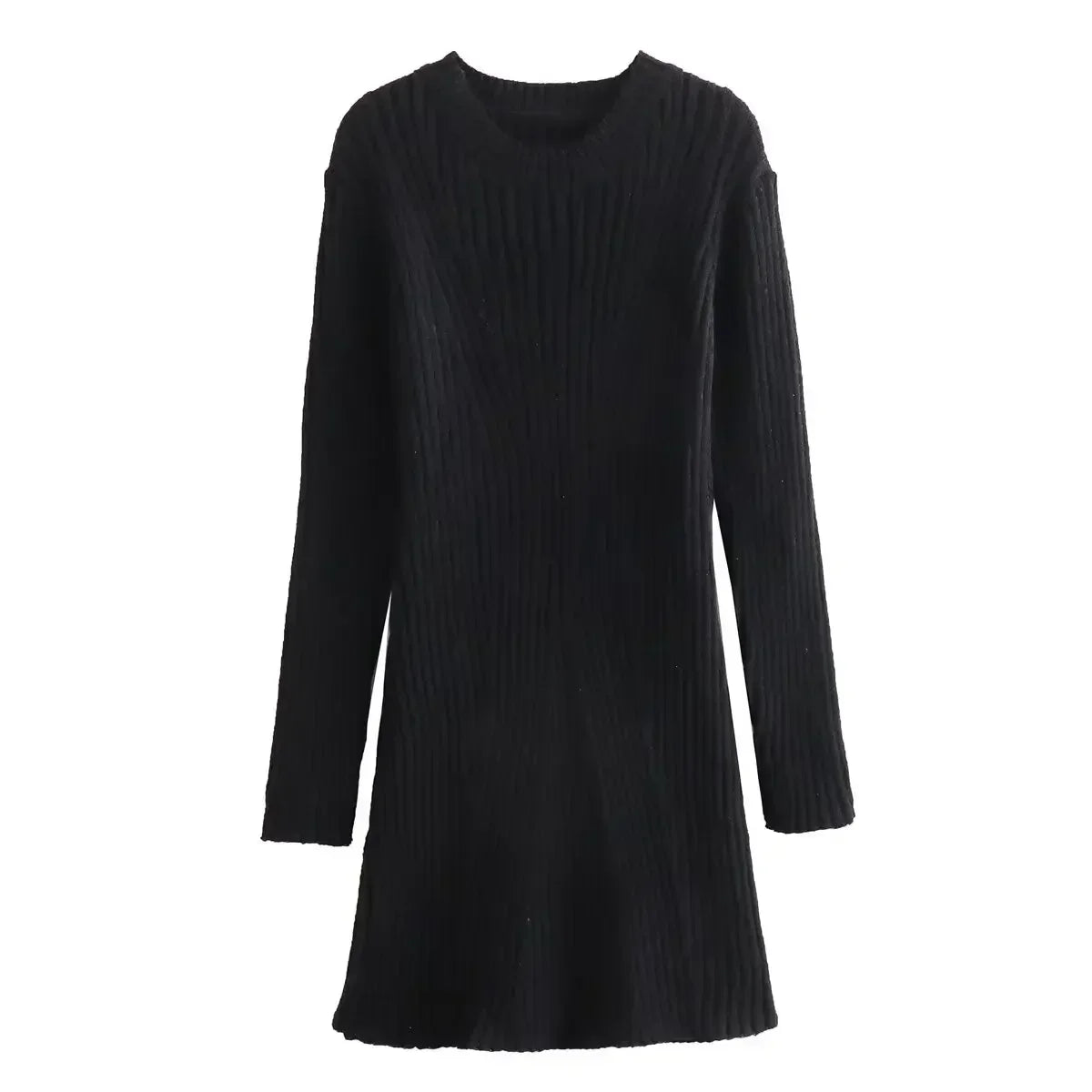 Women's autumn new Chic fashion casual Elastic slim O Neck knitted mini dress retro long sleeved women's dress Vestidos Mujer