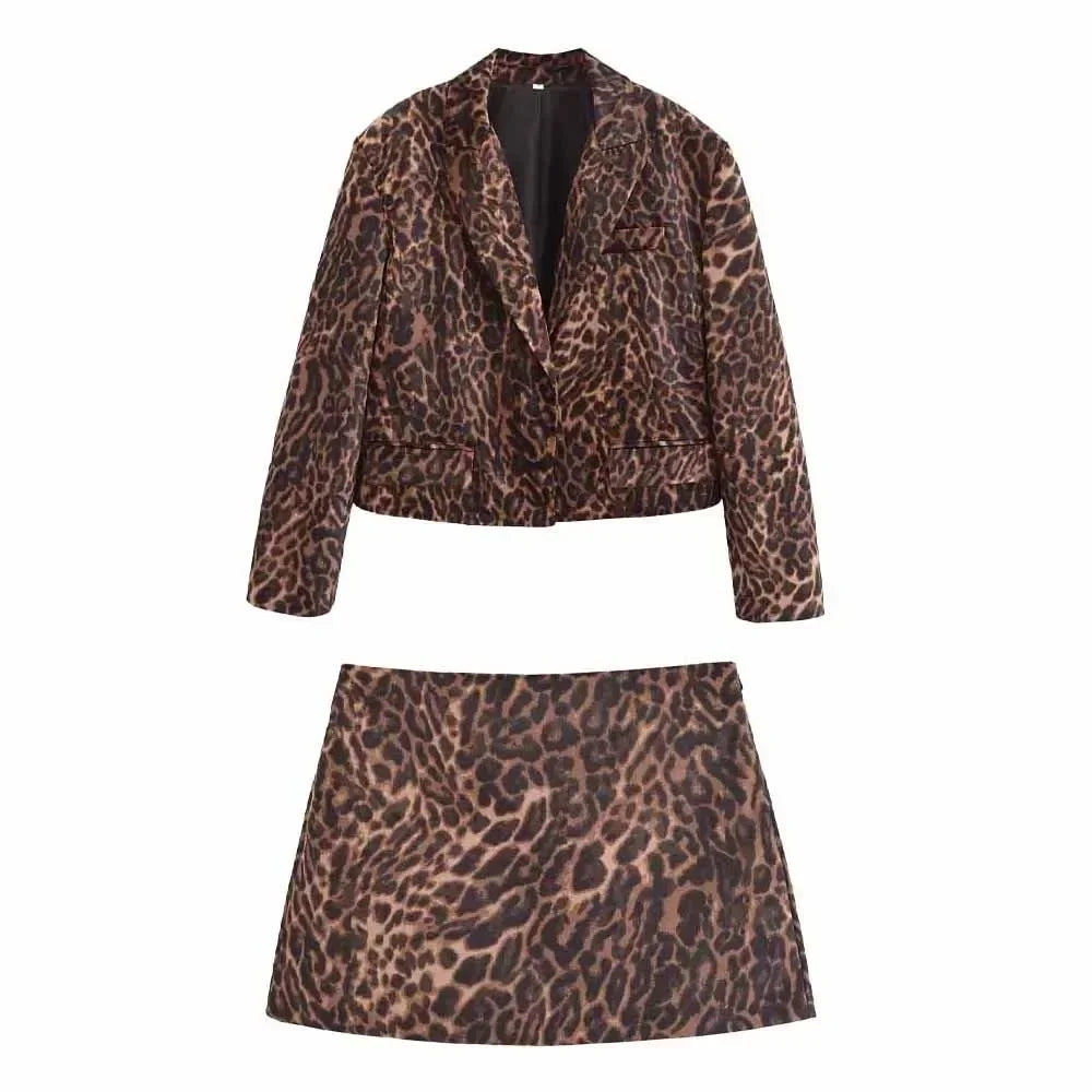 Women's new fashion Flip decoration casual short animal print striped suit jacket coat retro long sleeved women's Coat chic top