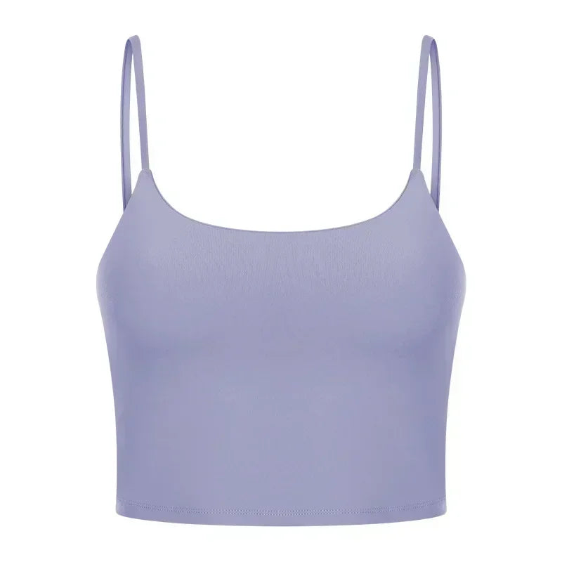 Summer New Sports Yoga Vest Women With Chest Pad Thin Belt Back Fitness Top Sling Yoga Clothes. 