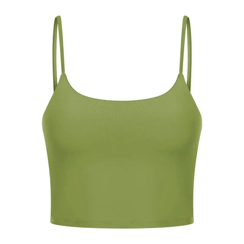 Summer New Sports Yoga Vest Women With Chest Pad Thin Belt Back Fitness Top Sling Yoga Clothes. 