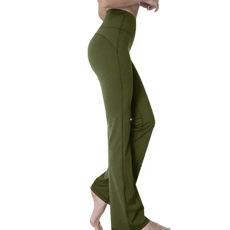 L Women's Loose High Waist Yoga Bell Bottoms for Women's Fitness and High Elasticity Outdoor Yoga Pants.