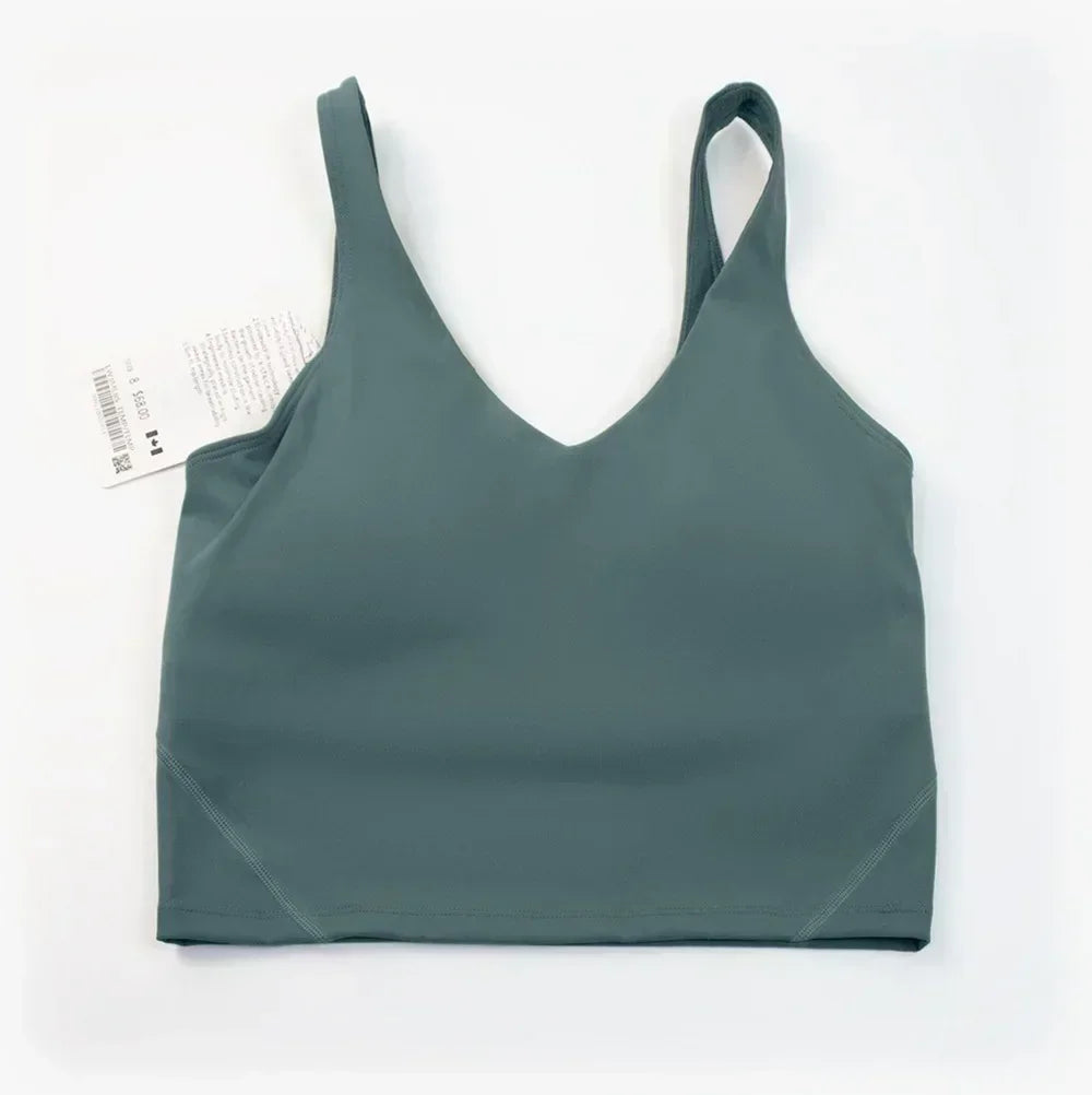 L Yoga Vest ספורט לנשים חזייה בצורת U חזיית יופי גב כושר ריצה עם בטנה עם גביע חזה. 