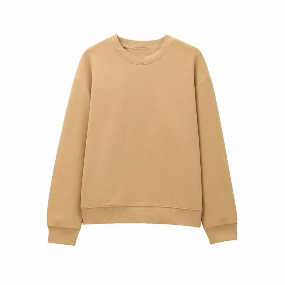 2024 women's new fashion loose basic style double-sided fabric Sweatshirts Vintage O-neck long sleeved women's pullover chic top