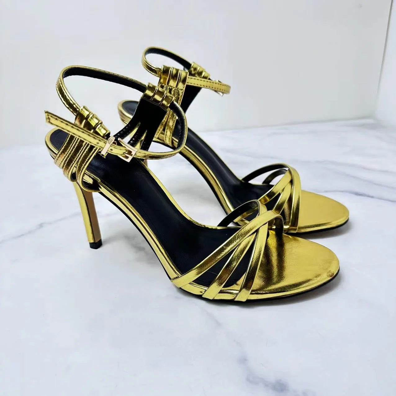 Women's 2024 New Summer High-heeled Shoes Sexy Open Toe Thin Heel Temperament Joker High-heeled Shoes Women. 